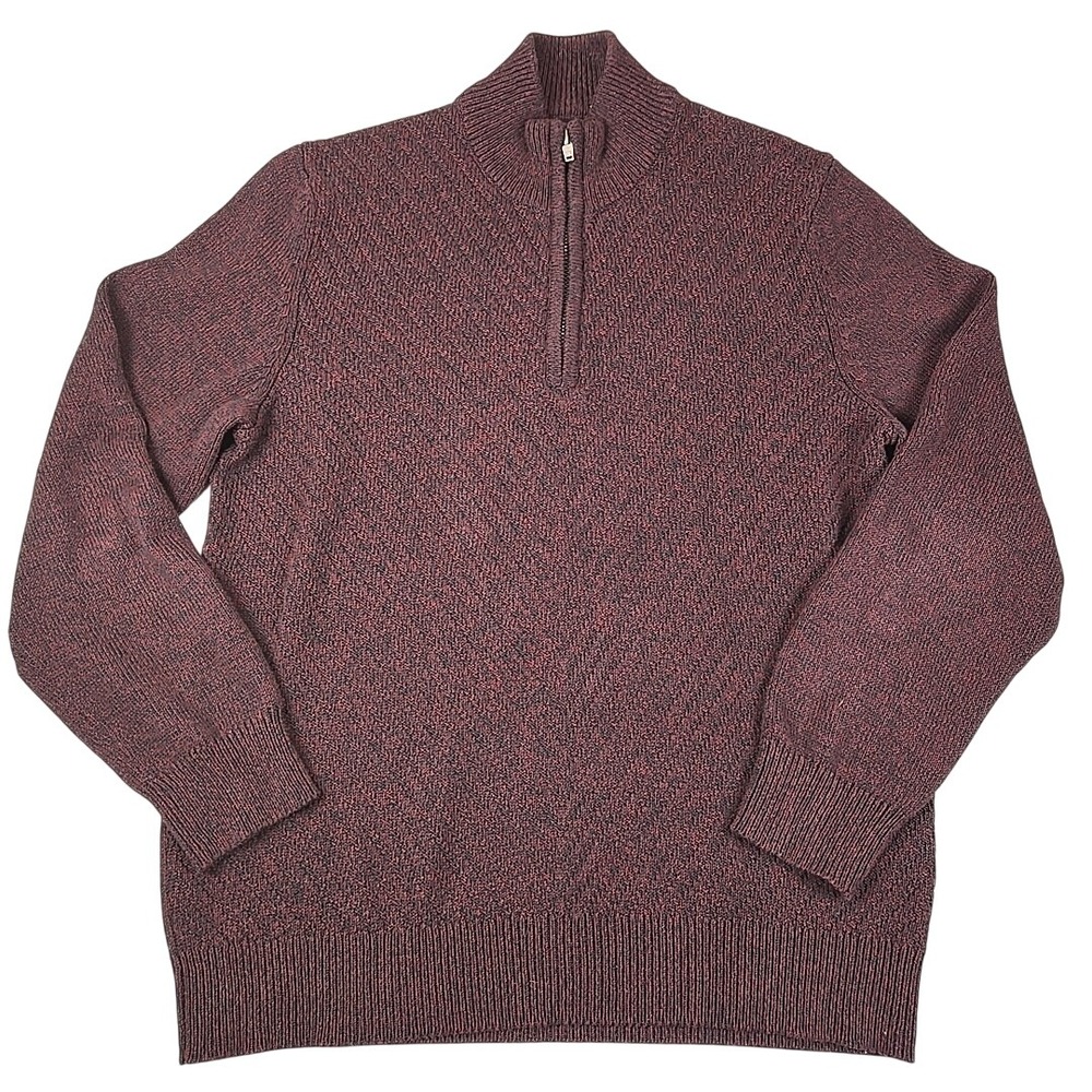 Calvin Klein Men's Quarter Zip Preppy Classic Teachercore Knit Sweater LARGE